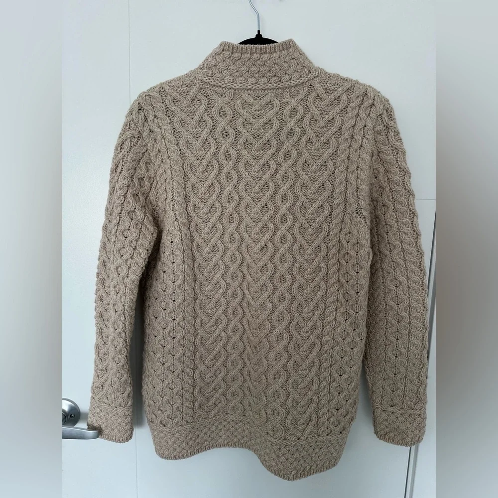 Aran Mor Ireland 100% Wool Irish Cable Knit Sweater Mock Neck Medium - Picture 4 of 8